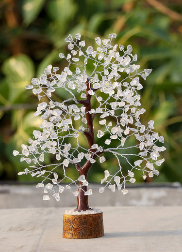 Clear Quartz Gemstone Tree of Life - Handmade Crystal Tree for Positive Energy, Chakra Money Tree Bonsai - Feng Shui Decor, Healing Crystals - Attract Good Luck, Meditation Accessories, Spiritual Gift Clear Quartz (Silver Wire)